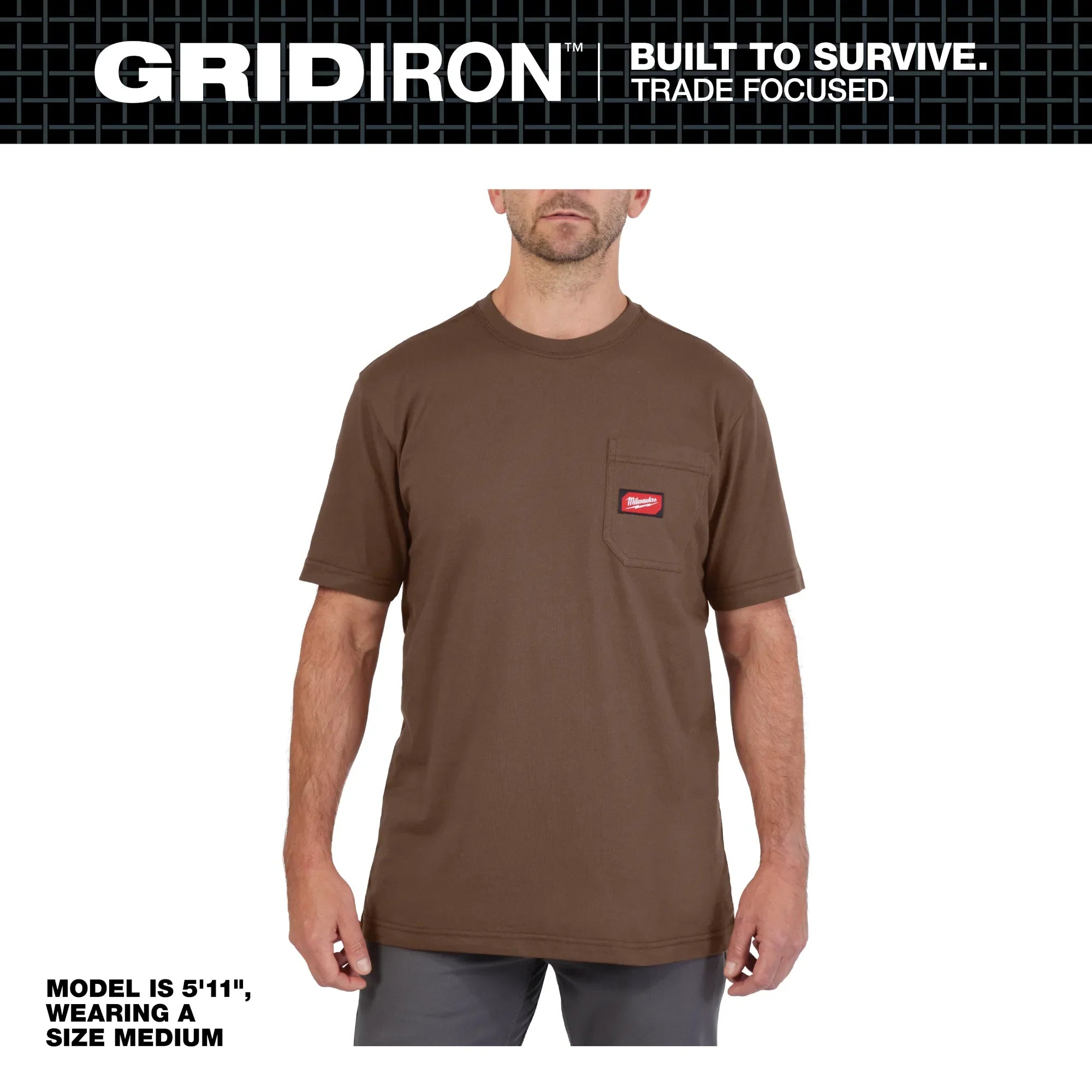 Milwaukee 605 Men's GRIDIRON Cotton/Polyester Short-Sleeve Pocket T-Shirt