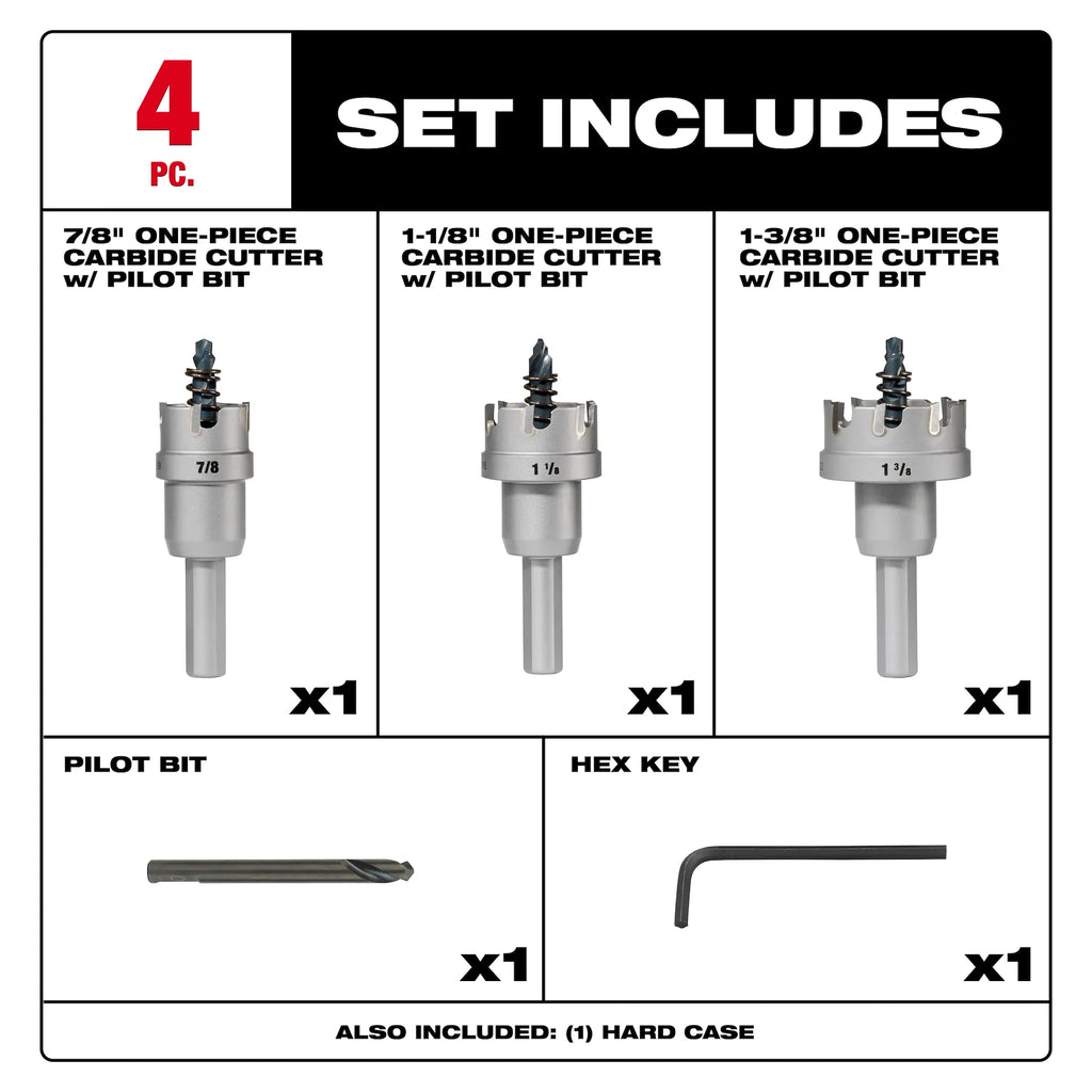 Milwaukee 49-22-8610 Carbide Hole Cutter Kit (4-Piece)