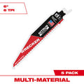 Milwaukee 48-00-5571 5PC 6" WRECKER with SAWZALL Blade for Multi-Material