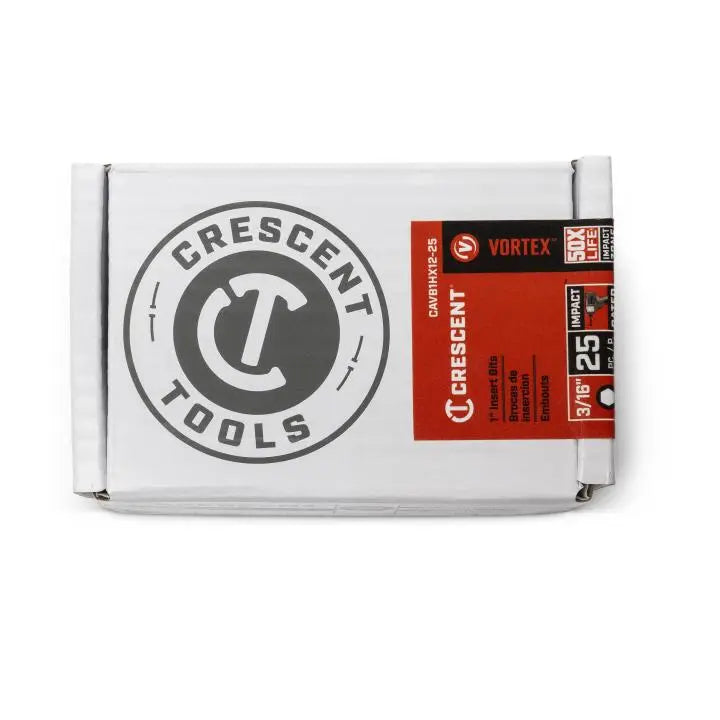 Crescent CAVB1HX12-25 Vortex Impact Power Bit, Hex 3/16" x 1", 25-Pack – New