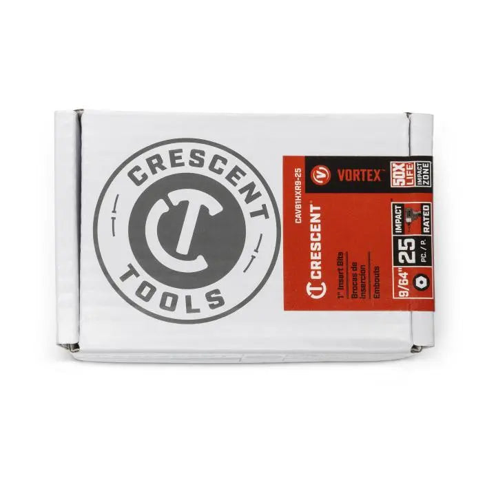 Crescent CAVB1HXR9-25 Vortex Impact Power Bit, Security Hex 9/64" x 1", 25-Pack – New