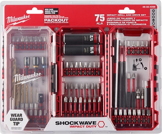 Milwaukee 48-32-4098 SHOCKWAVE Impact Duty Drill, Drive & Fasten Set – 75PC