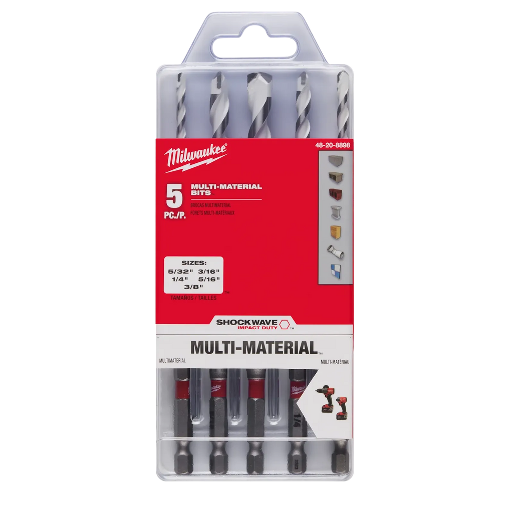 Milwaukee 48-20-8898 5PC Impact Carbide Multi-Material Drill Bit Set (Open Box)