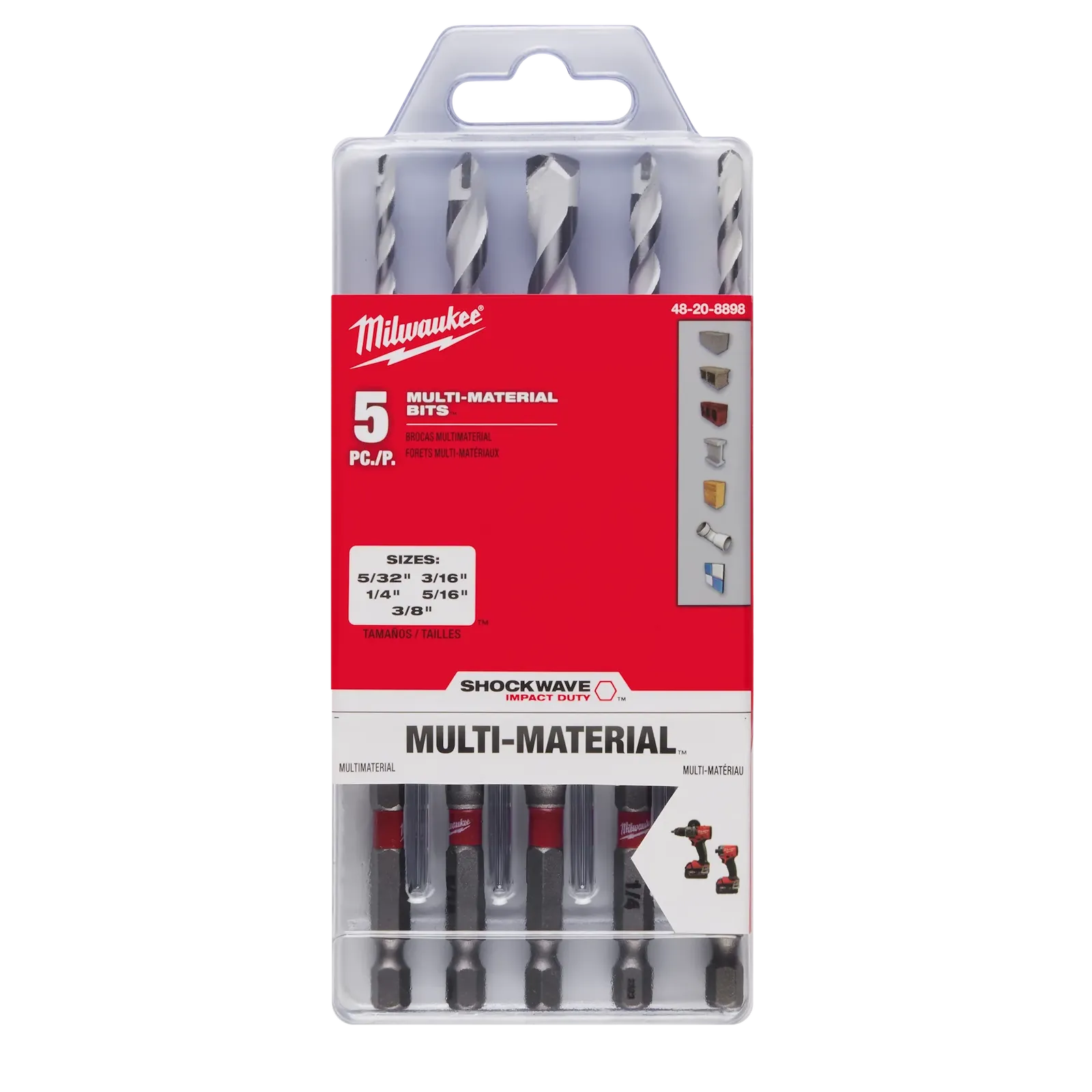 Milwaukee 48-20-8898 5PC Impact Carbide Multi-Material Drill Bit Set (Open Box)