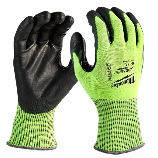 Milwaukee 48-73-8942B 12 PK High Visibility Cut Level 4 Polyurethane Gloves - L