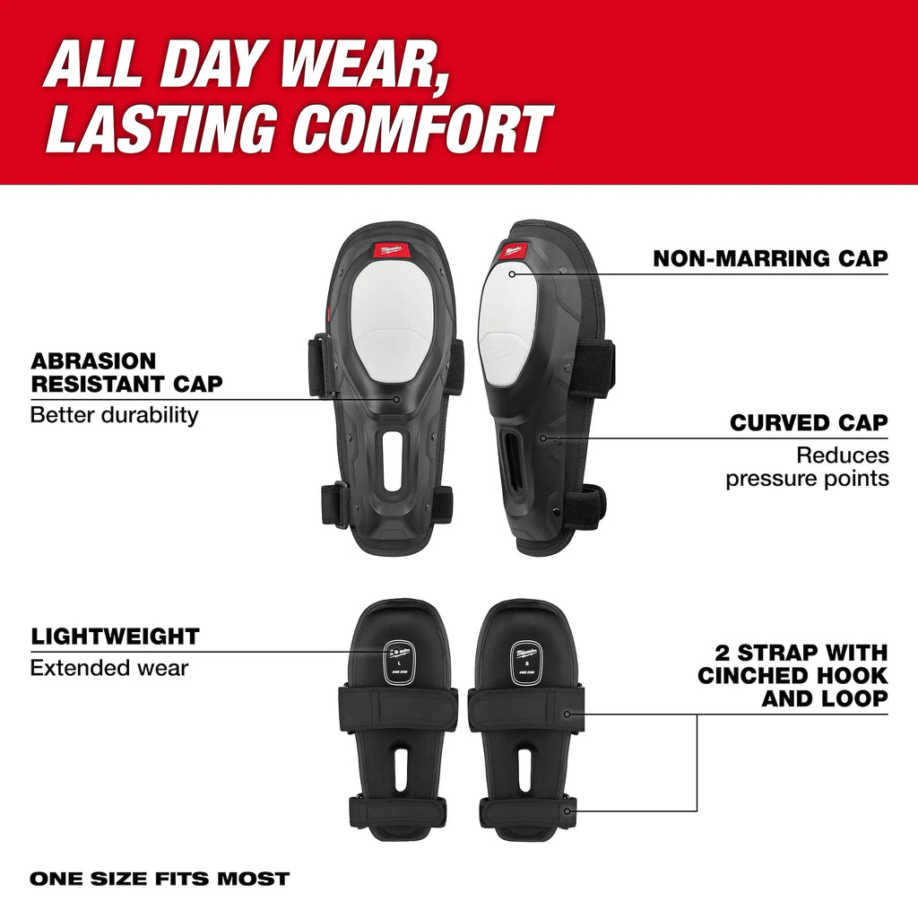 Milwaukee 48-73-6070 Dynamic Black Memory Foam Hard Knee Pads w/ Hook & Loop