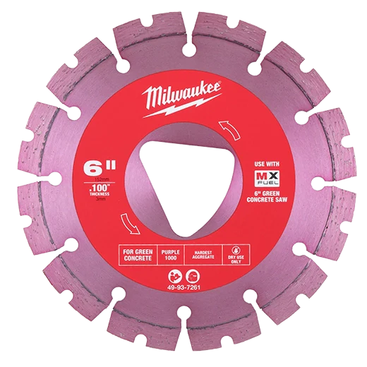 Milwaukee 49-93-7261 Purple 6” x .100” Diamond Blade for Green Concrete