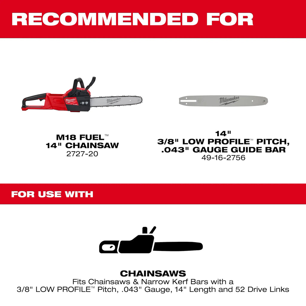 Milwaukee 49-16-2749 14 in. Chainsaw Chain with 52 Drive Links