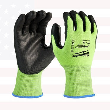 Milwaukee 48-73-8920B 12PC Small High Vis Cut Level 2 Polyurethane Dipped Gloves
