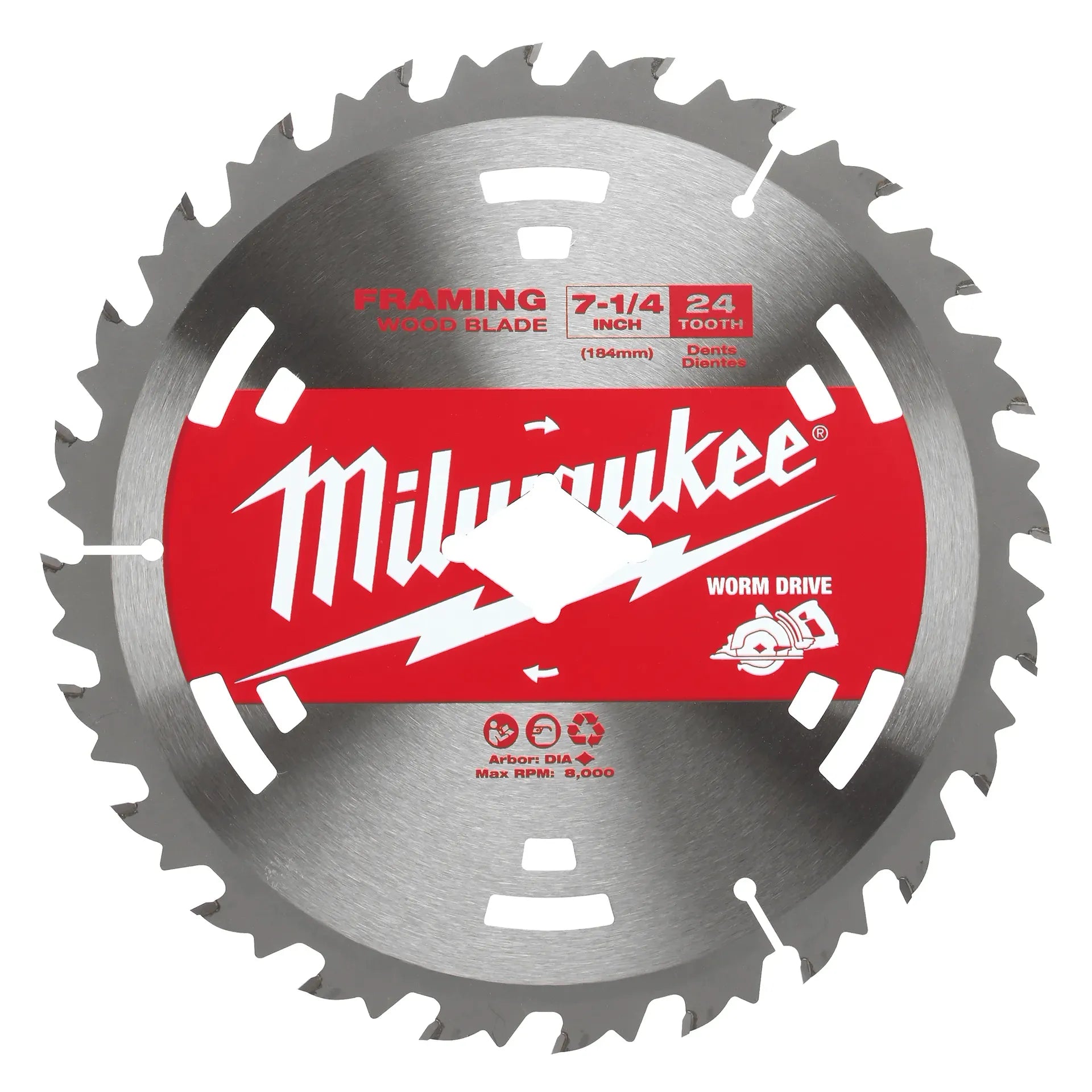 Milwaukee 48-40-1713 7-1/4" 24T Construction Worm Drive Framing Contractor Pack (25 PK)