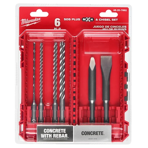 Milwaukee 48-20-7662 6pc. SDS Plus MX4™ 4-Cutter & Chisel Kit
