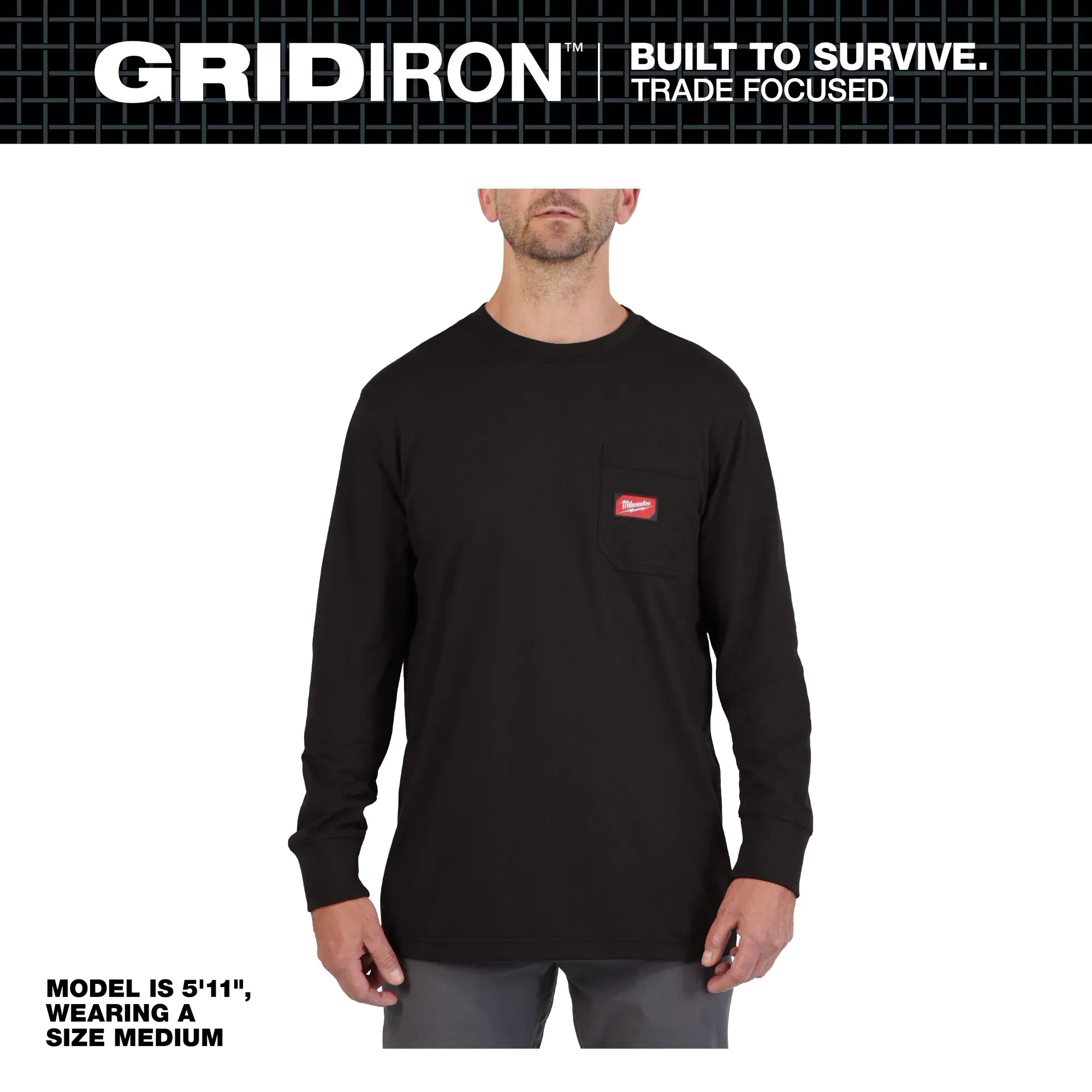 Milwaukee 606 Men's GRIDIRON Cotton/Polyester Long-Sleeve Pocket T-Shirt