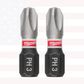 Milwaukee 48-32-4413 SHOCKWAVE Impact 1" Phillips #3 Alloy Steel Insert Bit 2PK