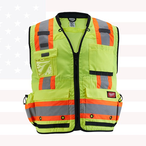 Milwaukee 48-73-5163 Class 2 Surveyor's High Vis Yellow Safety Vest - 2XL/3XL