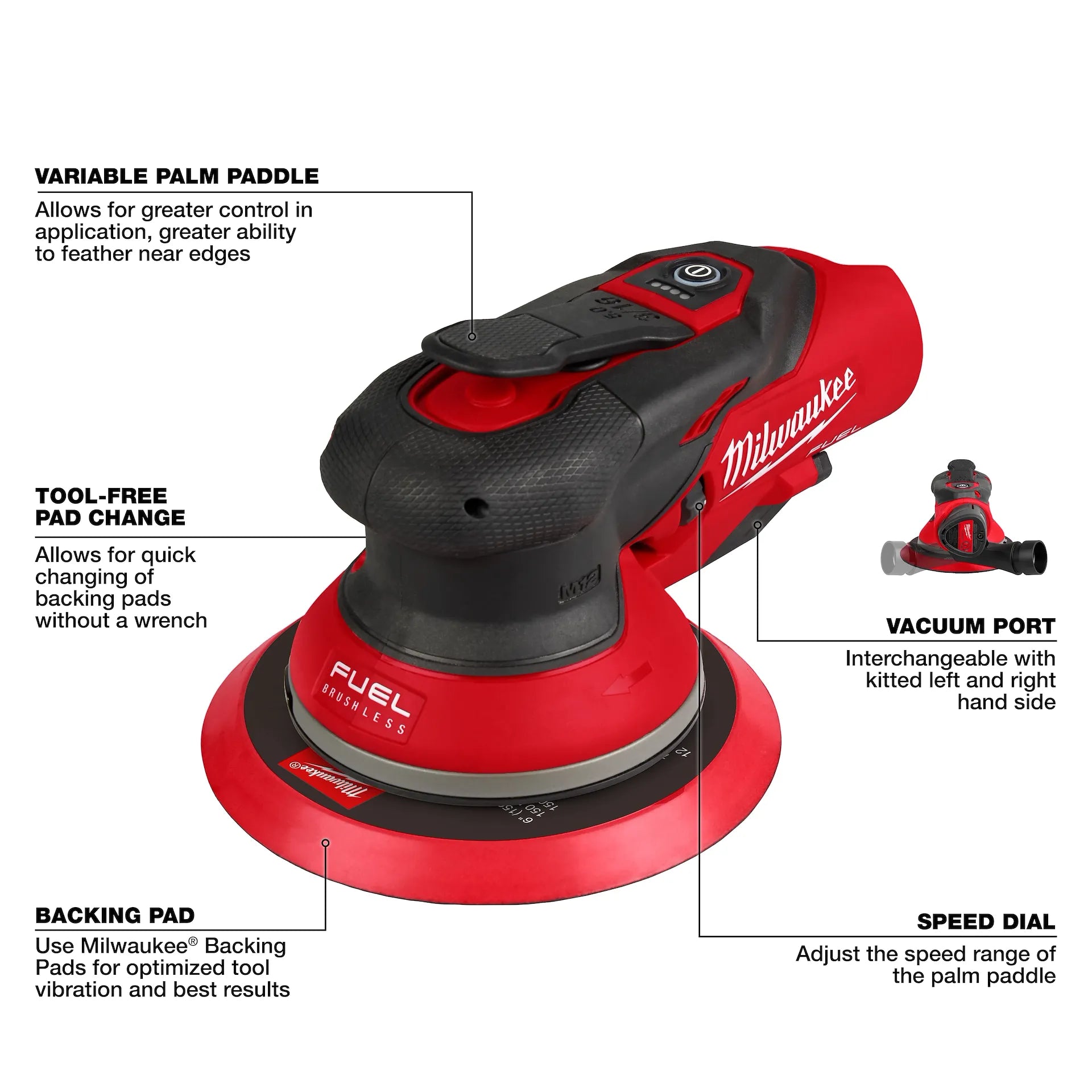 Milwaukee 2585-20 M12FUEL 12V Lithium-Ion Brushless 6" Orbital Sander (Open Box)