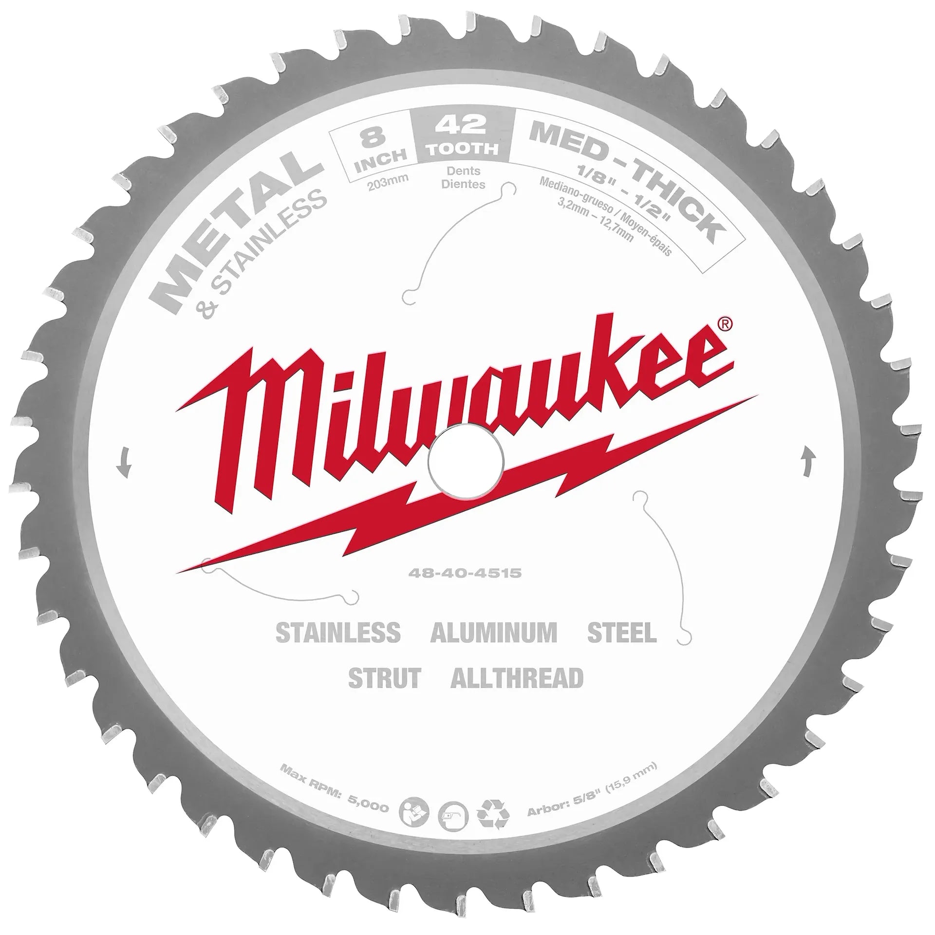 Milwaukee 48-40-4515 8" Metal & Stainless Cutting Circular Saw Blade