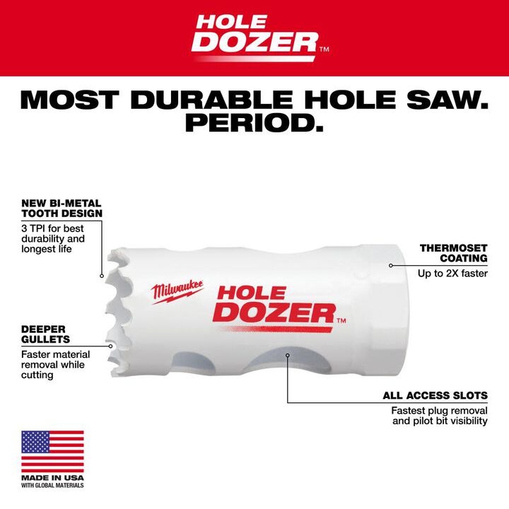 Milwaukee 49-56-9611 1-1/8 in. Hole Dozer Bi-Metal Hole Saw