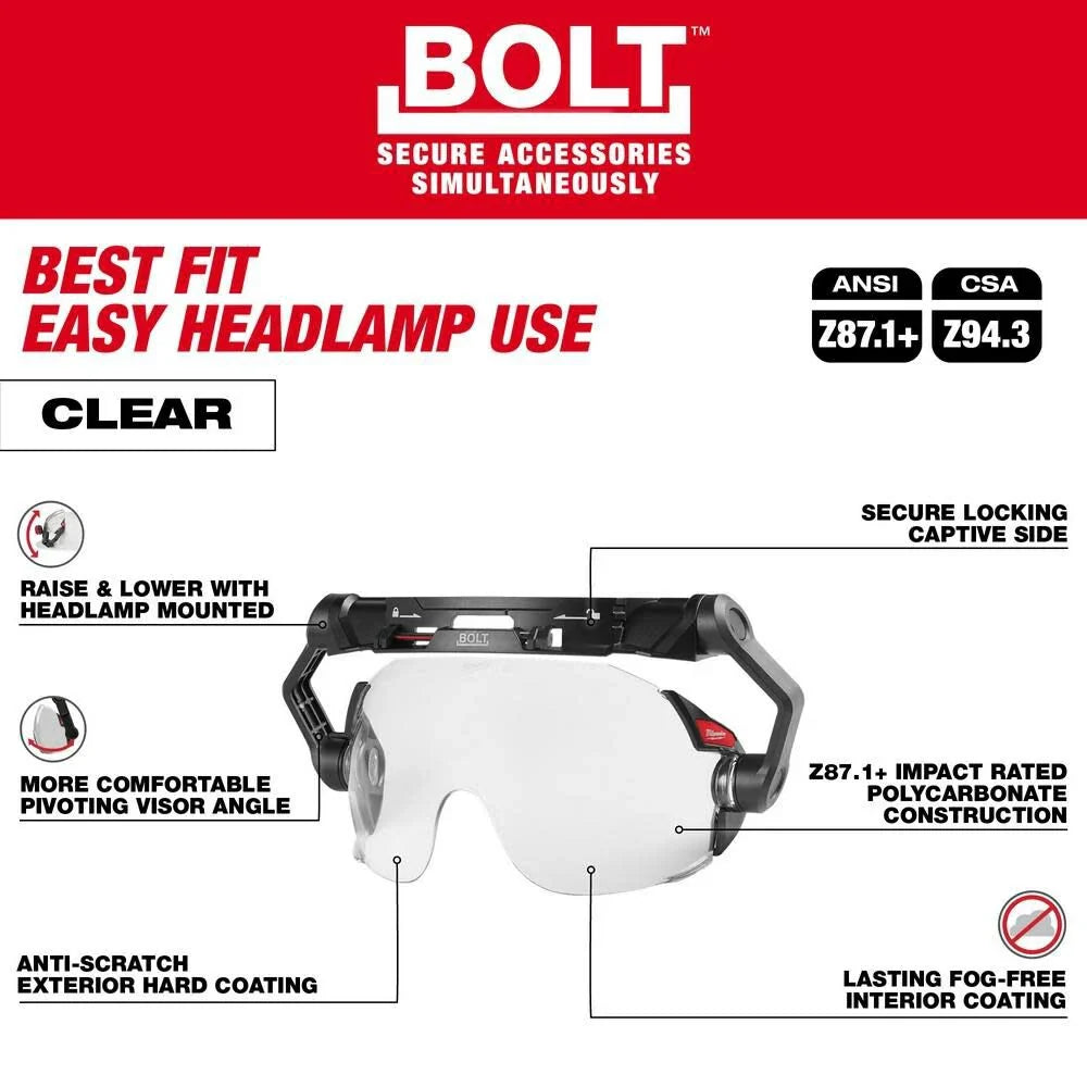 Milwaukee 48-73-1410 BOLT Visor / Face Shield - Clear Dual Coat Lens (Open Box)
