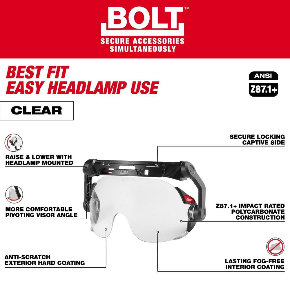 Milwaukee 48-73-1411 BOLT Visor / Face Shield - Clear Dual Coat Lens (Open Box)