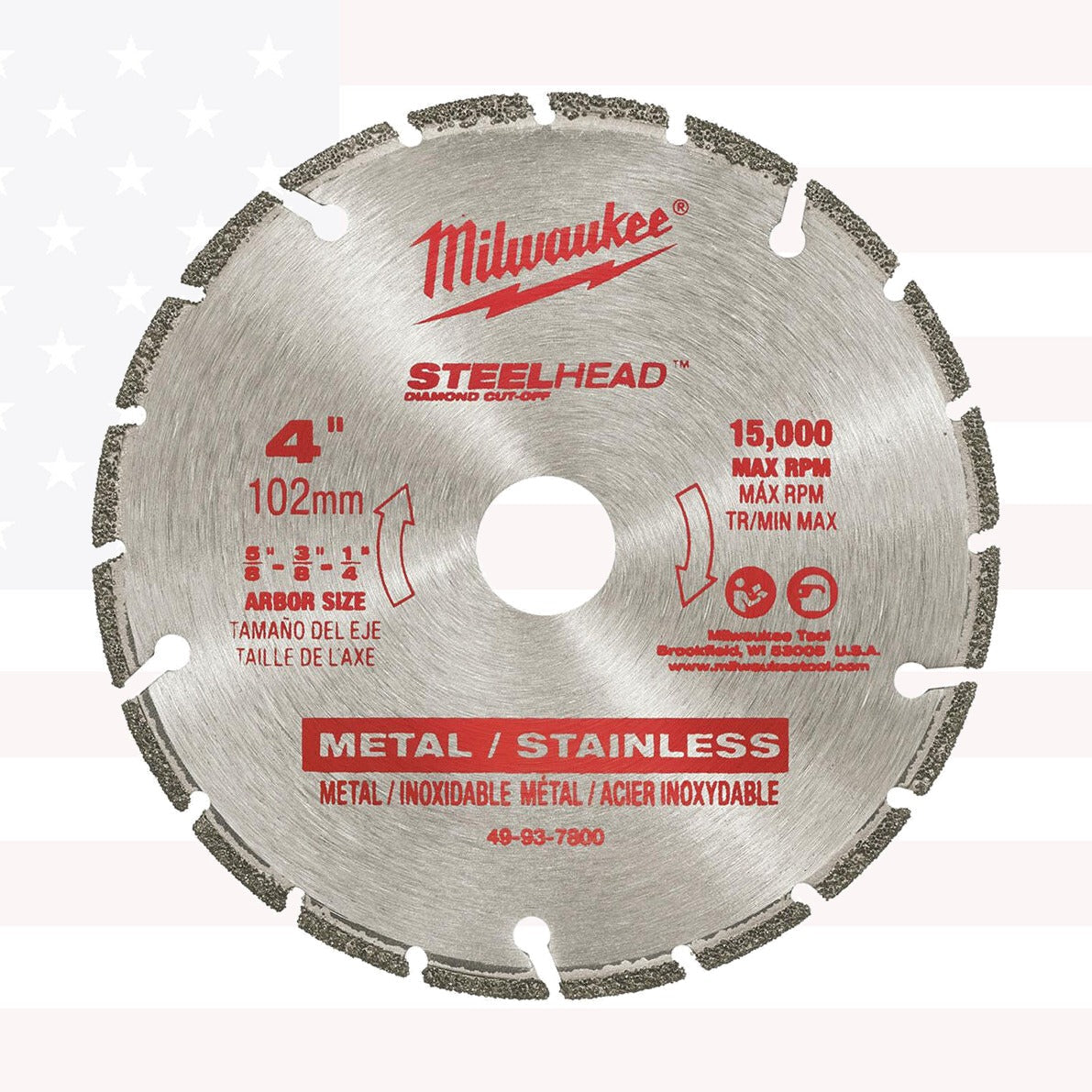 Milwaukee 49-93-7800 4" Steelhead Segmented Rim Diamond Cut-Off Blade for Metal