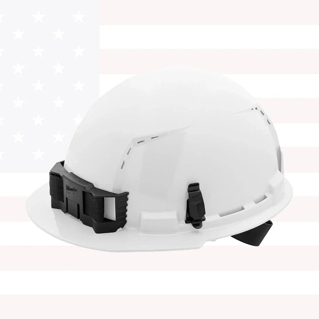 Milwaukee 48-73-1200 White Front Brim Vented Hard Hat w 4PT Ratchet Suspension