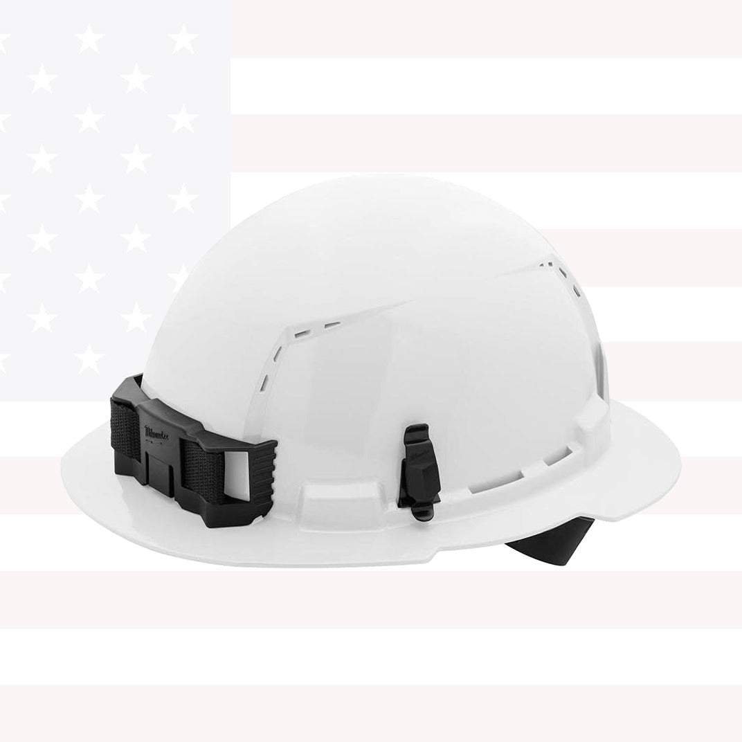 Milwaukee 48-73-1201 BOLT White Full Brim Vented Hard Hat w/ 4pt Ratcheting Suspension (USA) - Type 1, Class C