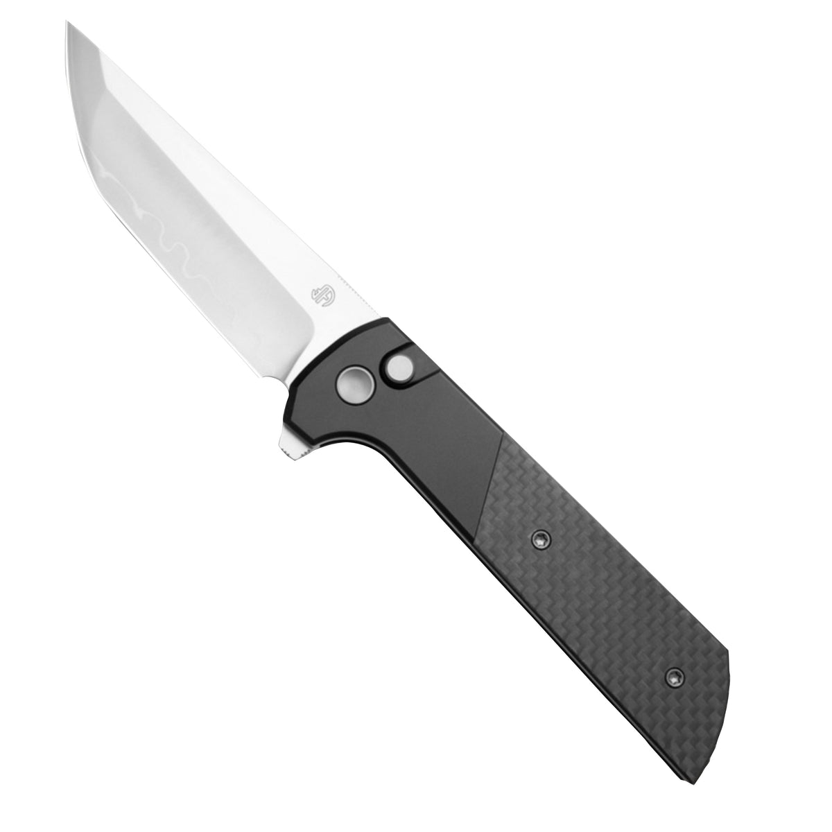 North Mountain Blade Chop 2 Button Lock Knife CF/Al Bolsters (3.4" SAN MAI)