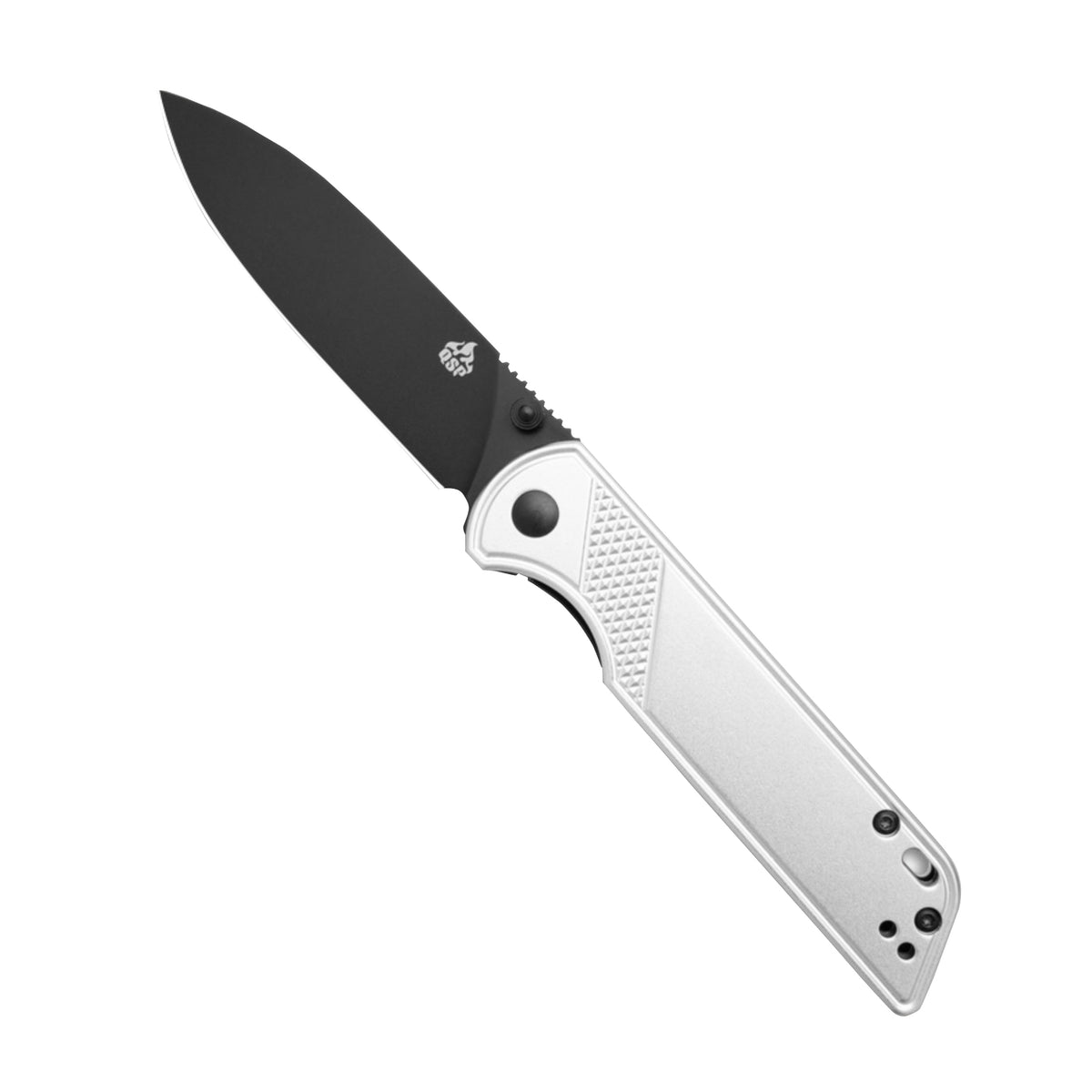 QSP Parrot V2 Liner Lock Knife Silver Aluminum (3.25" Black)