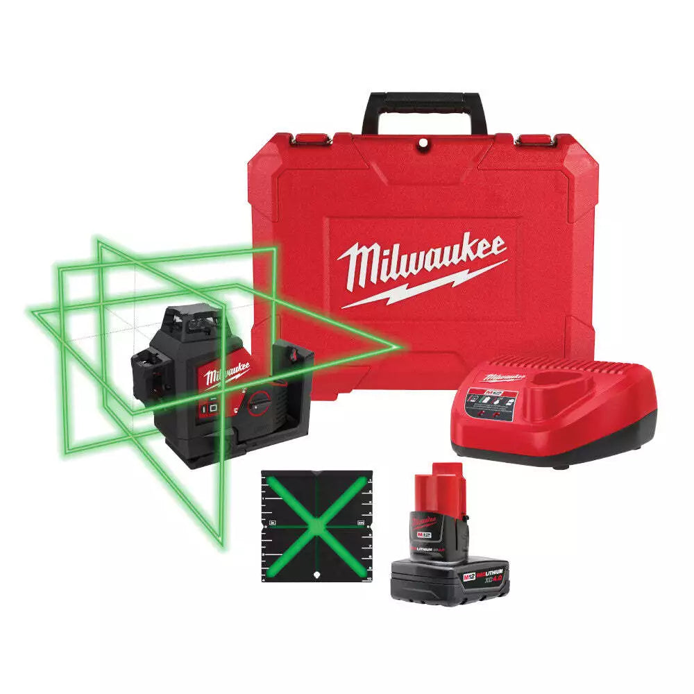 Milwaukee 3632-21 M12™ Green 360° 3-Plane Laser Kit