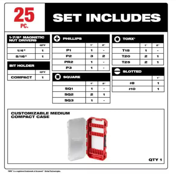 Milwaukee 48-32-4095 SHOCKWAVE Impact Screw Driver Bit Set (25-Piece)