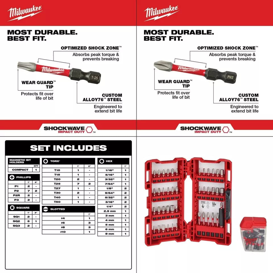 Milwaukee 48-32-4497 SHOCKWAVE Impact Screw Driver Drill Bit Set (72-Piece)