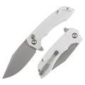 Tenable Knives Entity Button Lock Knife Silver Checkered Aluminum (3.5" SW)