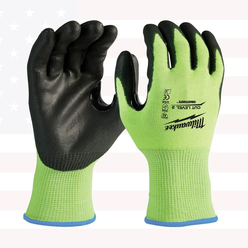 Milwaukee 48-73-8921B 12PC Medium High Visibility Cut Lvl 2 Poly Dipped Gloves